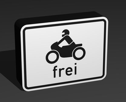 Motorrad frei - Verkehrszeichen / Verkehrsschild / Warnzeichen Auto LED Lampe - Leuchtbox