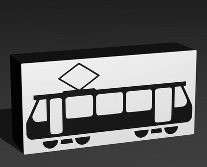 Straßenbahn - Verkehrszeichen / Verkehrsschild / Warnzeichen Auto LED Lampe - Leuchtbox