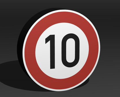 10 KMH Geschwindigkeitsbegrenzung - Verkehrszeichen / Verkehrsschild / Warnzeichen Auto LED Lampe - Leuchtbox