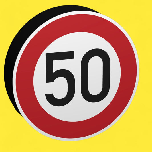 50 KMH Geschwindigkeitsbegrenzung - Verkehrszeichen / Verkehrsschild / Warnzeichen Auto LED Lampe - Leuchtbox