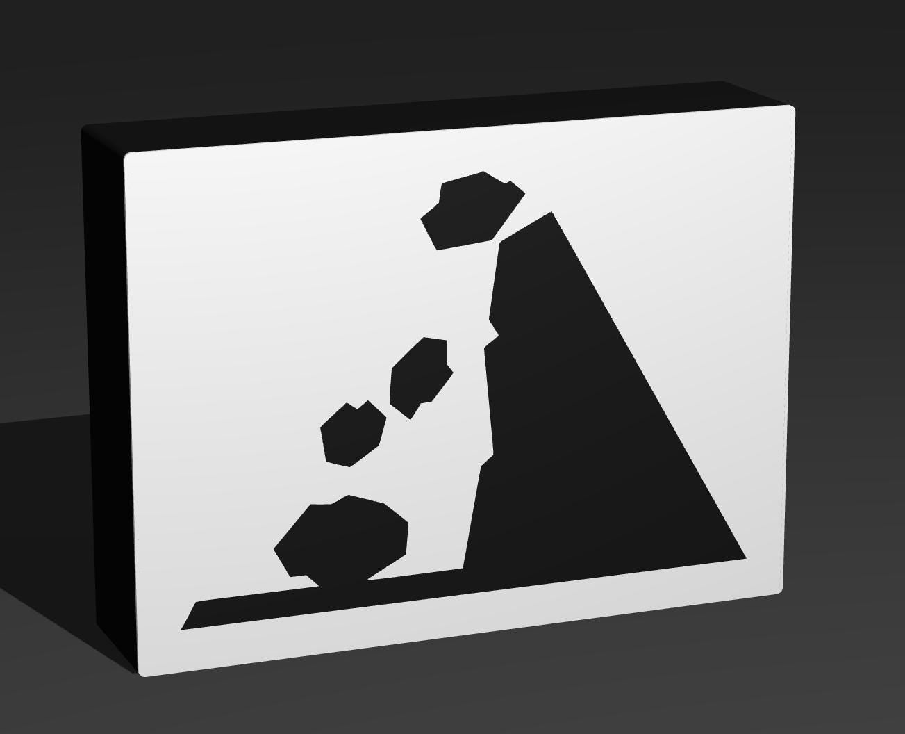 Sinnbild Steinschlag - Verkehrszeichen / Verkehrsschild / Warnzeichen Auto LED Lampe - Leuchtbox