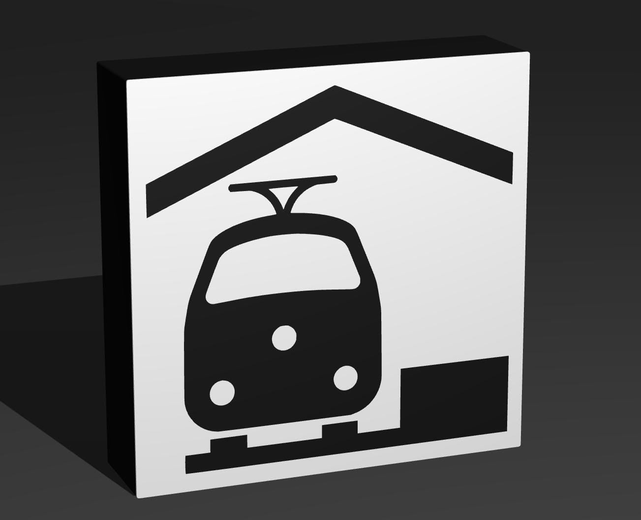 Bahnnof - Verkehrszeichen / Verkehrsschild / Warnzeichen Auto LED Lampe - Leuchtbox