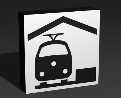 Bahnnof - Verkehrszeichen / Verkehrsschild / Warnzeichen Auto LED Lampe - Leuchtbox