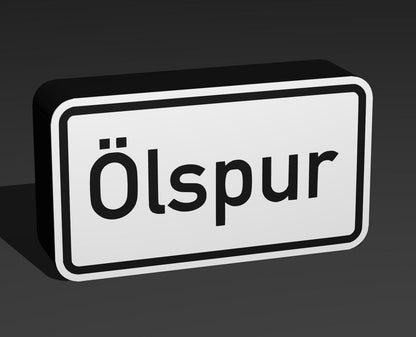 Ölspur - Verkehrszeichen / Verkehrsschild / Warnzeichen Auto LED Lampe - Leuchtbox