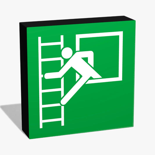 E016 Notausstieg mit Fluchtleiter Rettungszeichen ASR-Zeichen Lampe