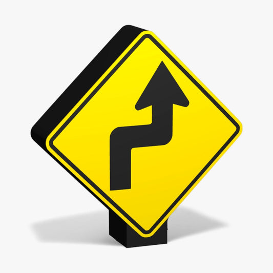 Double sharp curve first to right Australian Road Sign Lampe
