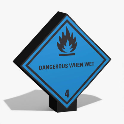 Dangerous when wet Kennzeichnung von Gefahrenstoffen Klasse 4.3 ADR-Warntafel Lampe
