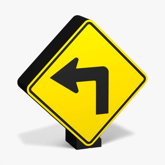 90 Sharp turn to left Australian Road Sign Lampe