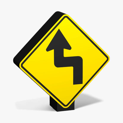 Double sharp curve first to left Australian Road Sign Lampe