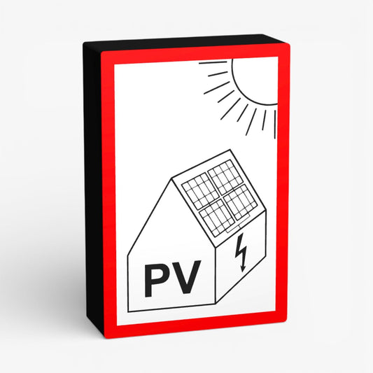 Hinweisschild Photovoltaikanlage Feuerwehrzeichen Lampe