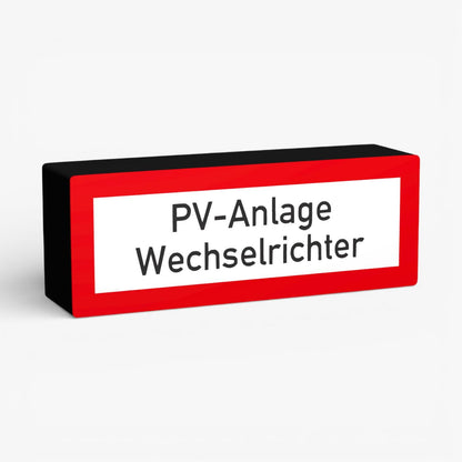 Brandschutzschild PV-Anlage Wechselrichter Feuerwehrzeichen Lampe
