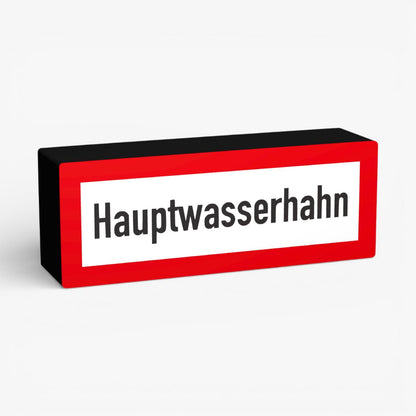 Hauptwasserhahn Feuerwehrzeichen Lampe