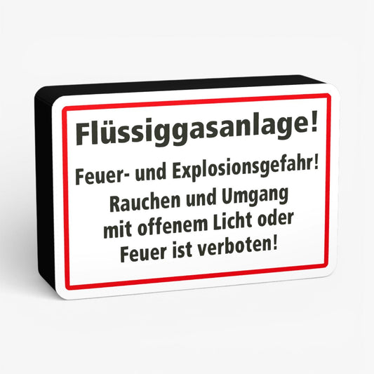 Flüssiggasanlage! Feuerwehrzeichen Lampe