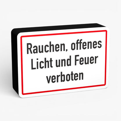 Rauchen, offenes Licht und Feuer verboten Feuerwehrzeichen Lampe