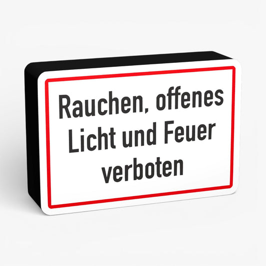 Rauchen, offenes Licht und Feuer verboten Feuerwehrzeichen Lampe