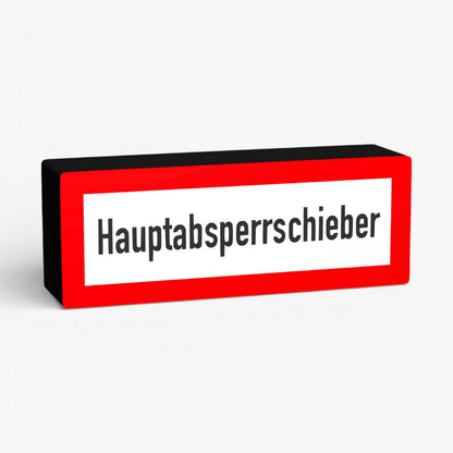Hauptabsperrschieber Feuerwehrzeichen Lampe
