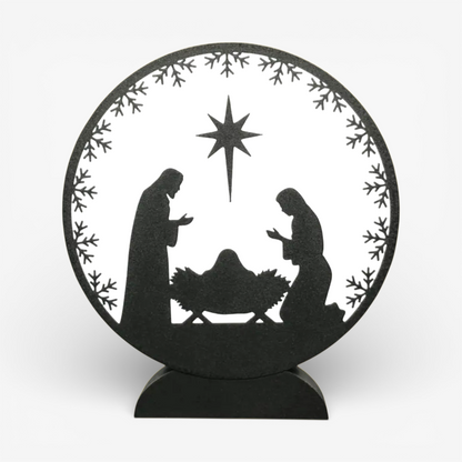 Krippe mit Nonnen Rund Kirche Lampe