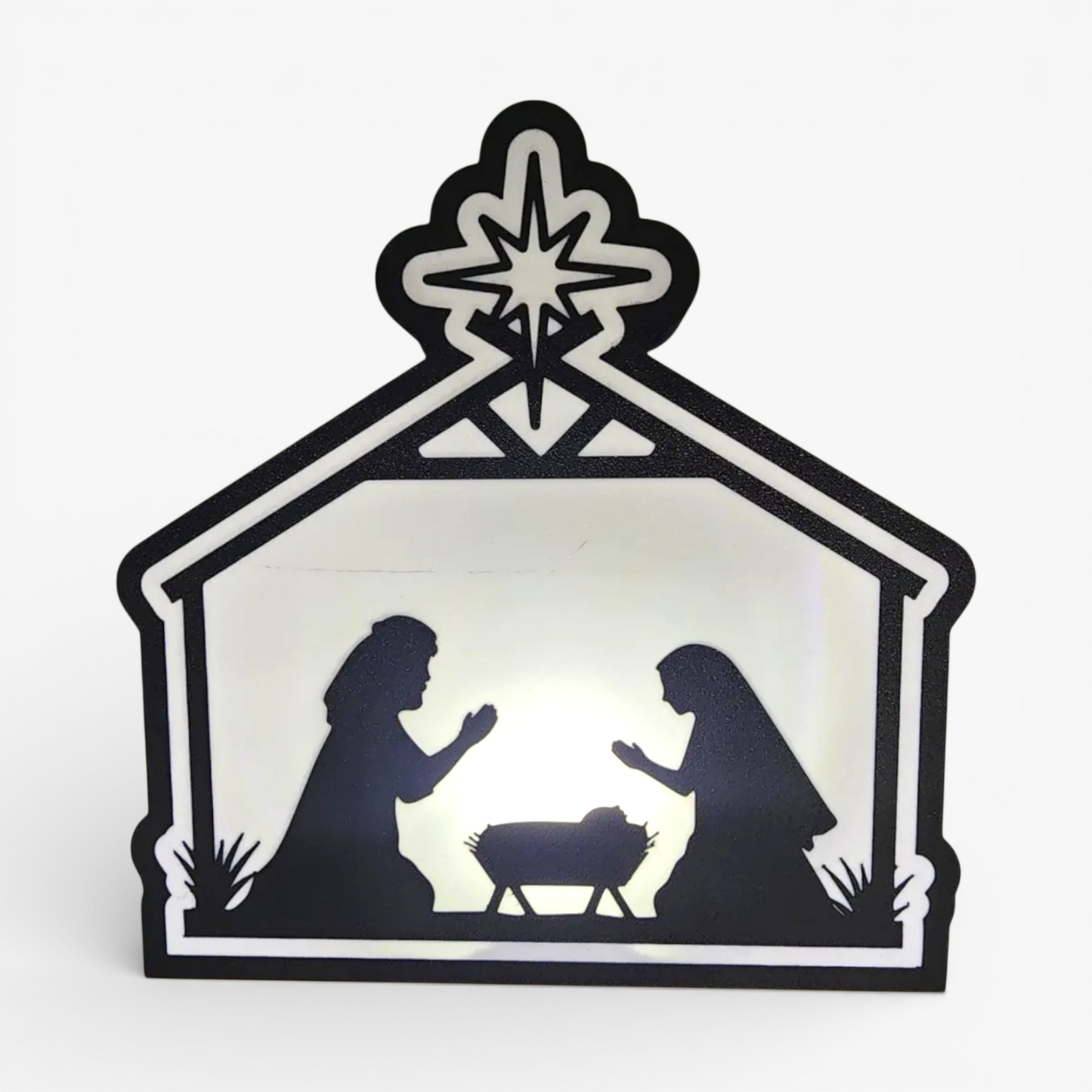 Krippe mit Nonnen Rechteck Kirche Lampe